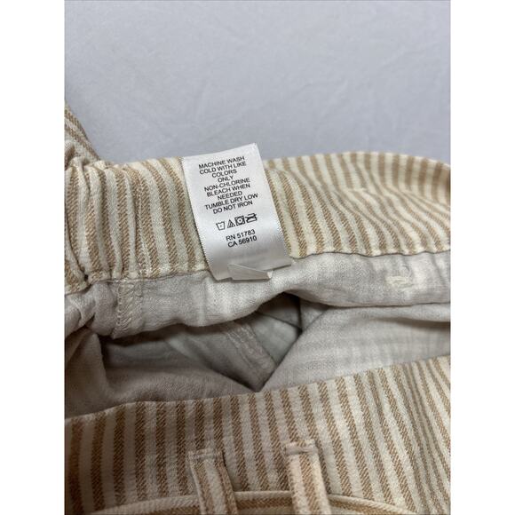 Maurices Tan White Striped Women's XL Flowy Wide Leg Baggy Pants Summer Spring - Picture 5 of 8